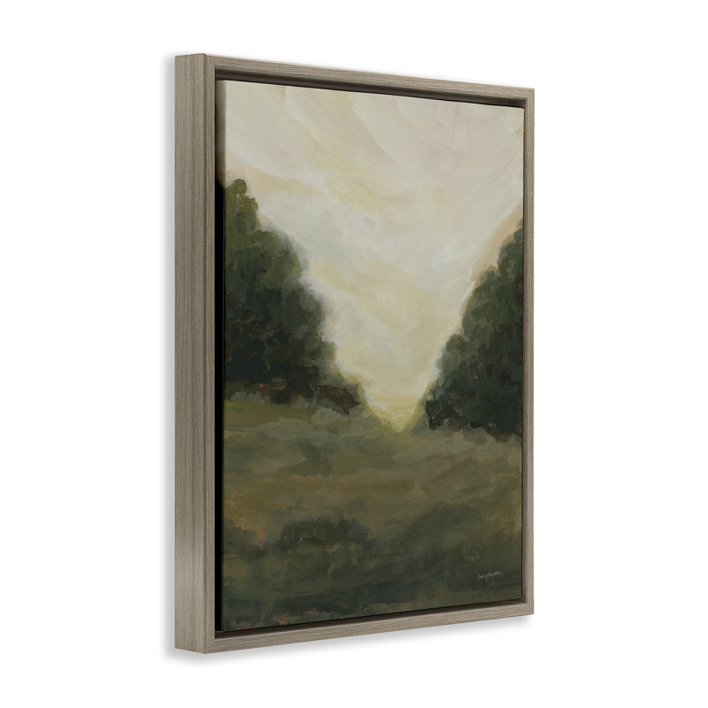 «Serene Green Field View», encadrée par Haley Knighten, Cadre flottant orme Montalcino, H 21 po x l 17 po