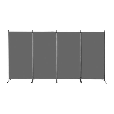 4 Panel Folding Room Divider with Privacy Screen, Freestanding Portable Partition for Office & Bedroom, Grey