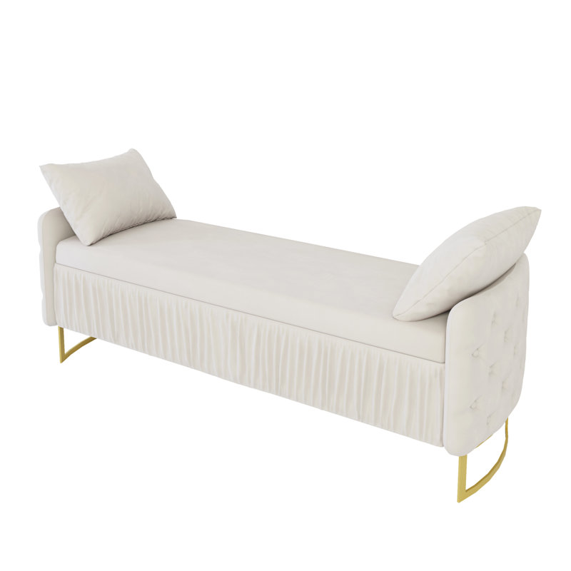 Elegant Full Size Velvet Upholstered Bed Frame Set With Versatile Ottoman Storage