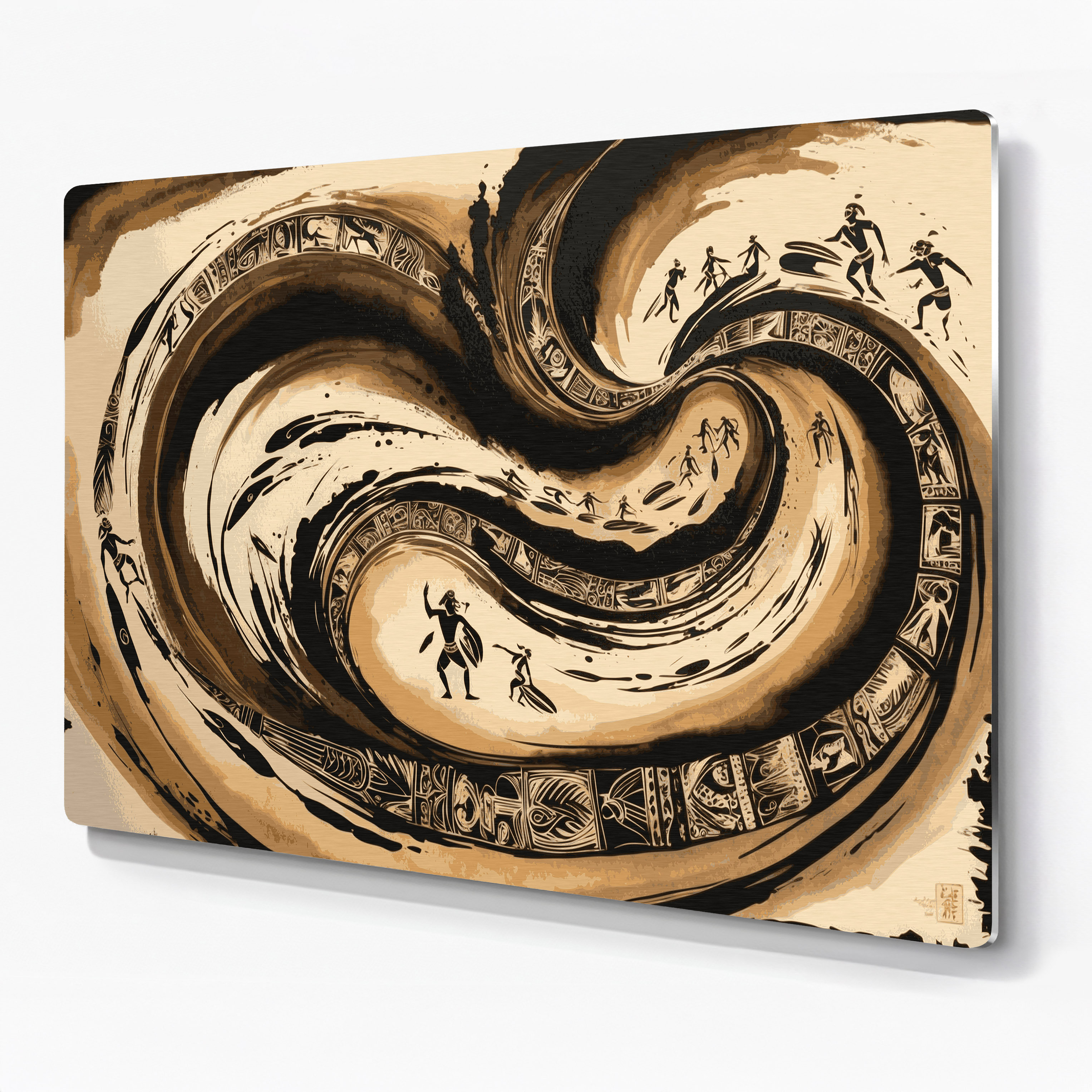 Hokku Designs Hawaiian Petroglyphs Brown Metal Wall Art | Wayfair