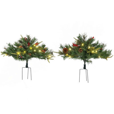 Arbre de Noël artificiel 2 pi avec 69 branches et lumières DEL blanc chaud (2 ensembles)