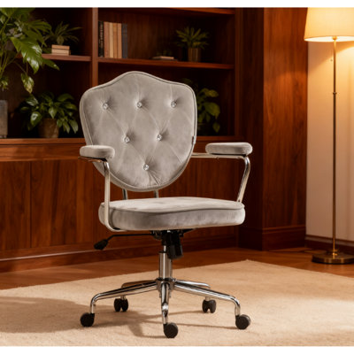 Élégante chaise de bureau réglable, confort en velours, usage domestique moderne
