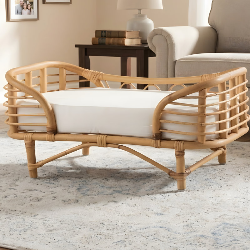 Lit pour chien en rotin naturel