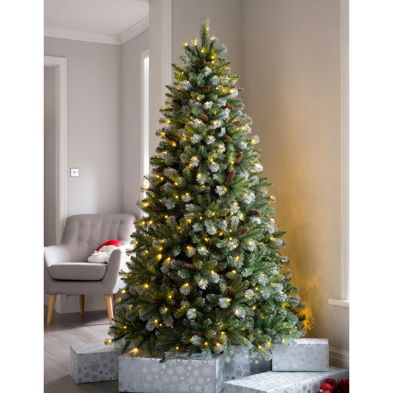Lighted Artificial Spruce Christmas Tree, 6.99ft H x 4.17ft W x 4.17ft D