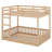 Full Over Full Wood Bunk Bed With Ladder And Guardrails, Solid Wood Bunk Bed Frame For Boys Girls, No Box Spring Needed-2046266553