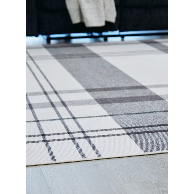 Rectangle Jamye Plaid Machine Woven Polyester Area Rug in Gray/Cream, Rectangle 7'5" x9'6"