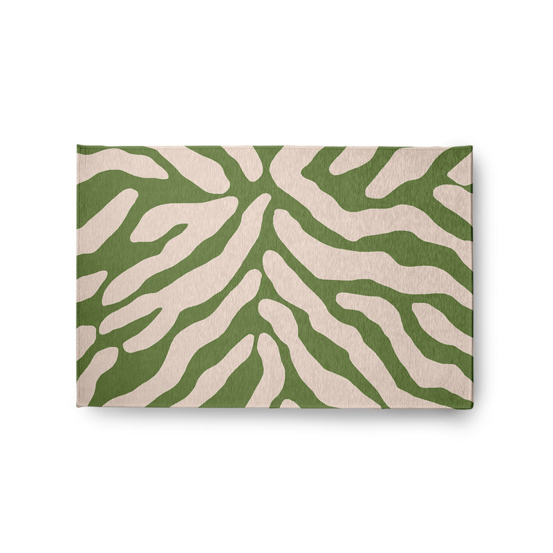 Tapis vert / beige tissé à la machine Cervin, Rectangle 2 pi x 3 pi