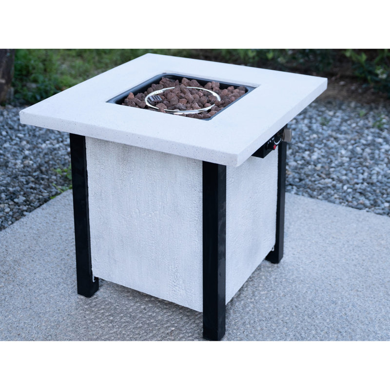 50000btu Outdoor Patio Fire Pit Heater, 25" H, Creamy White, Fiberglass Iron, Stable, Charcoal Grain Appearance Heater , 50000 , And Rust-, Look