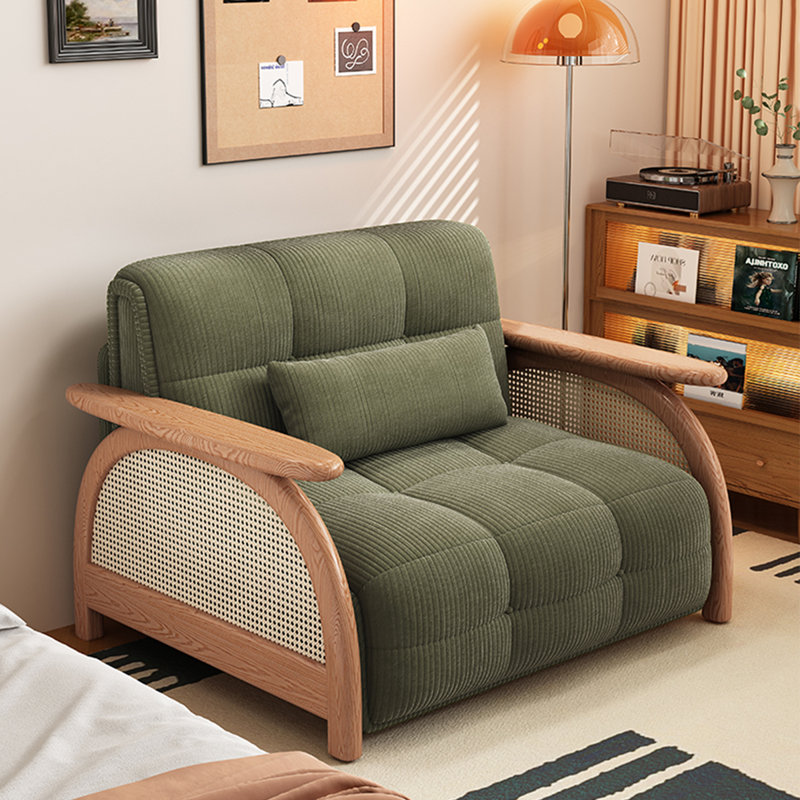 Petit salon en osier avec canapé-lit convertible, H 37,01 po x l 40,16 po x P 38,58 po