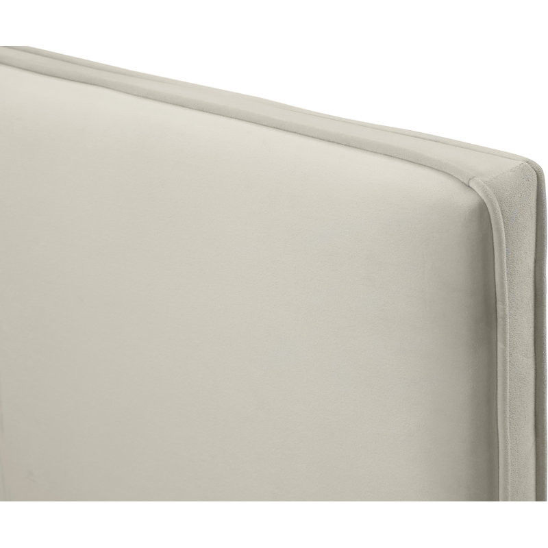 Upholstered Platform Bed, Twin, Cream Velvet
