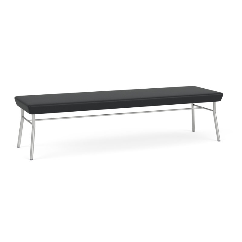 Chat Waiting Reception 3 Seat Bench Upholstered Seat Metal Frame, Silver, Modena Graphite