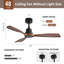 Kemp 48" 3-Walnut Solid Wood Blades Ceiling Fans With Remote and no Light