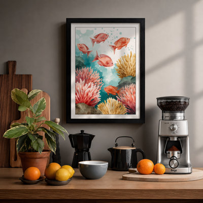 Fish Among Anemones Coastal - Framed Print