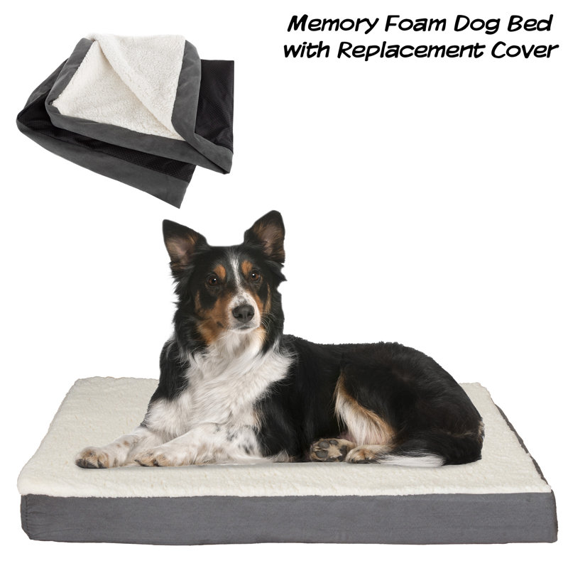 Lit pour chien en mousse viscoélastique avec couche de remplacement PETMAker 2 couches - gris, gris