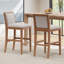 Ensemble de 2 tabourets de bar, structure en bois d'hévéa, coussin en tissu éponge et tabourets de bar rembourrés-905186848