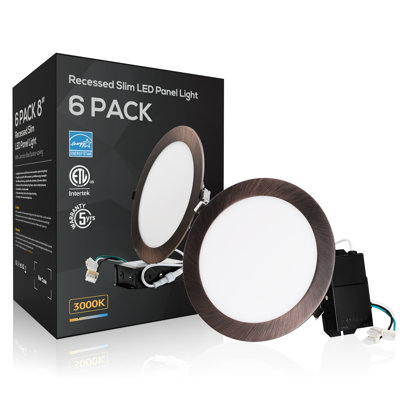 8" Ultra Slim Remodel LED Ceiling Recessed Light Dimmable with J-Box 3000K Warm White