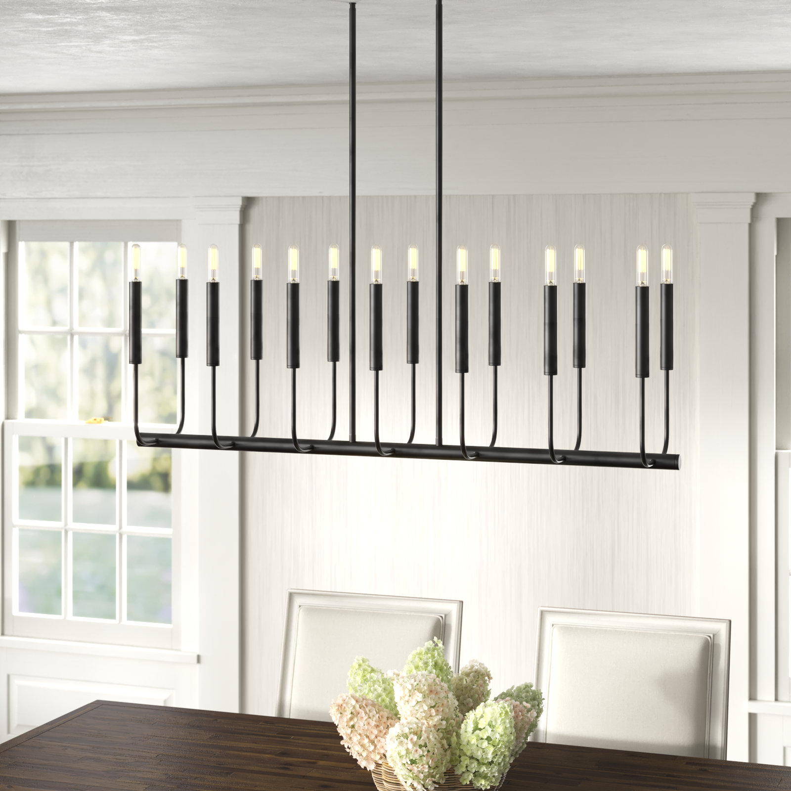 Tedder 14 Light Steel Dimmable Pendant, Aged Iron