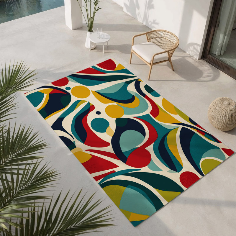 Vibrant Streak Indoor And Outdoor Area Rug, Rectangle 9' x 12'