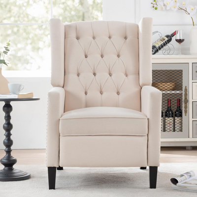 Fauteuil inclinable manuel, fauteuil en tissu à haute résistance des couleurs avec dossier capitonné profond | Garniture cloutée argentée, 3 positions réglables pour un confort toute la journée