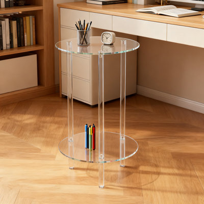 Modern Clear Acrylic End Table With 2-Tier Detachable Design, Multifunctional Coffee Table And Nightstand For Small Spaces In Living Room, Bedroom, Or by 17 Stories