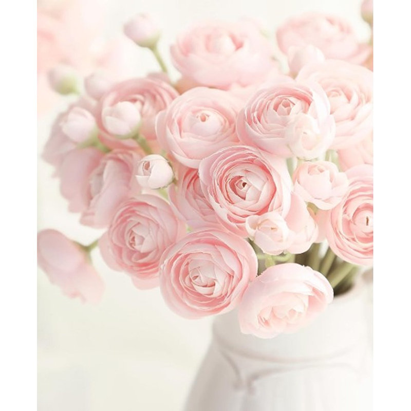 Ranunculus fleurs artificielles 18 pièces Blush