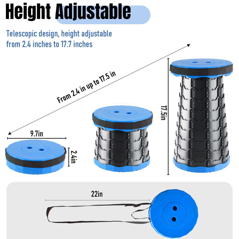 Tabouret pliable amélioré, pliable et rétractable, Bleu