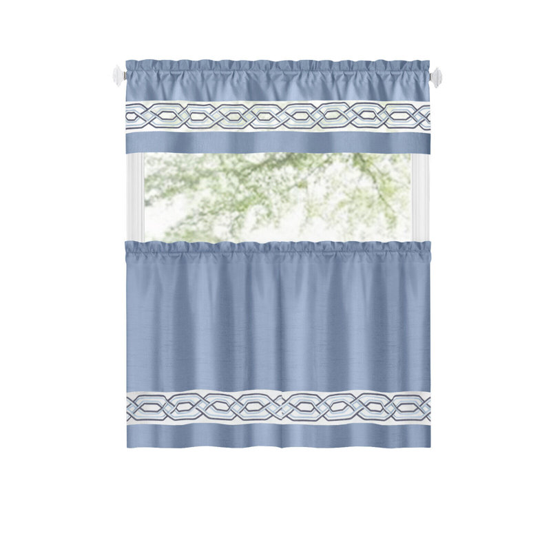 Elyus Tailored Kitchen Curtain, Blue, 58" W x 24" L