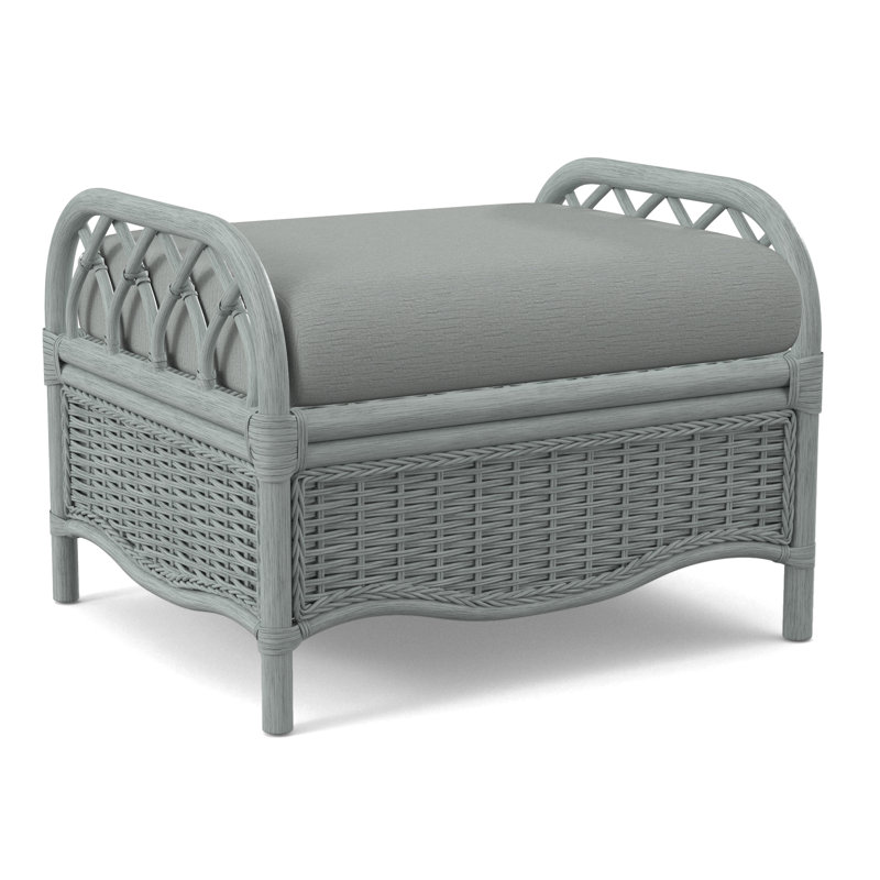 Everglade Ottoman, Green and Blue Stripe; 0252-54, Nickel