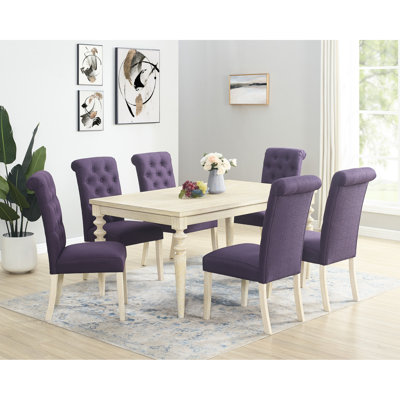 Ensemble de salle à manger: table rectangulaire avec pieds tournés attrayants et 6 unités de chaises