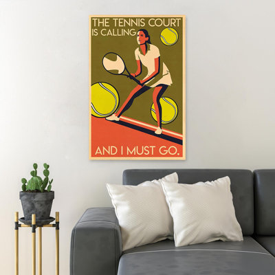 Tennis Player Lady - The Tennis Court Is Calling And I Must Go - 1 Piece Rectangle Graphic Art Print On Wrapped Canvas
