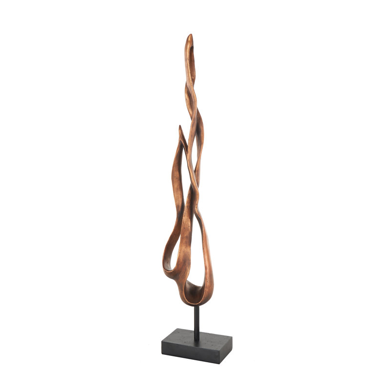 Cole And Grey Polystone Abstract Abstract Decorative Sculpture With Rectangle Black Base