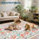 Floral Machine Washable Rug Non-Slip Oriental Floor Cover, Foldable Low Pile Indoor Mat for Kitchen, Office, Living Room
