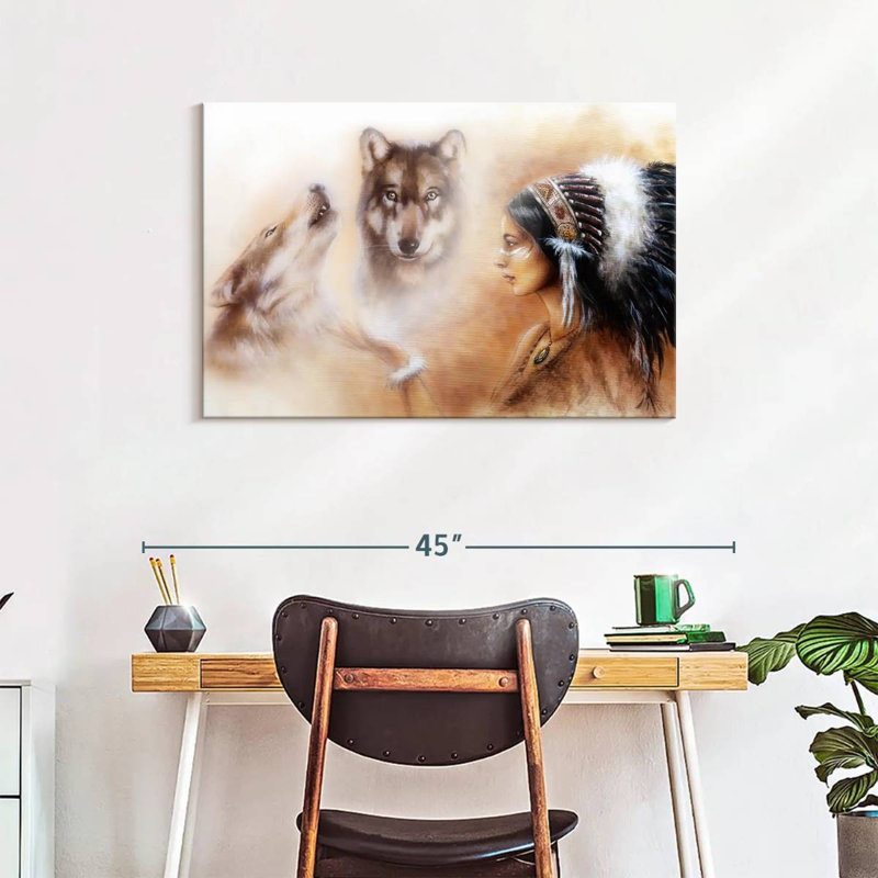 Loch cherokee amérindien sur toile, H 24 po x l 36 po x P 1,25 po