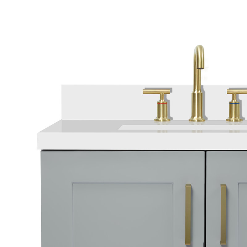 73 IN.  Single Bathroom Vanity, Gray,  White Quartz, Rectangular