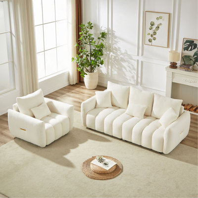 Combo canapé, canapé de salon moderne, canapé en peluche, cadre en bois, mobilier d'appartement