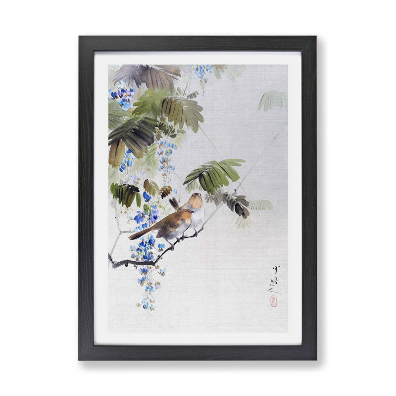 Birds & Flowers - Framed Print, Black, 33cm H x 45cm W x 2cm D