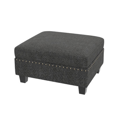 Repose-pieds rectangulaire avec rangement Anureet pour canapé modulaire gris foncé