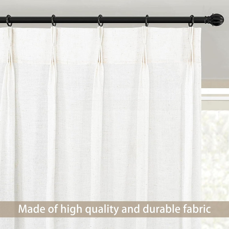 Rideau semi-transparent en polyester Schimmel, L 50 po x L 102 po, Lin clair