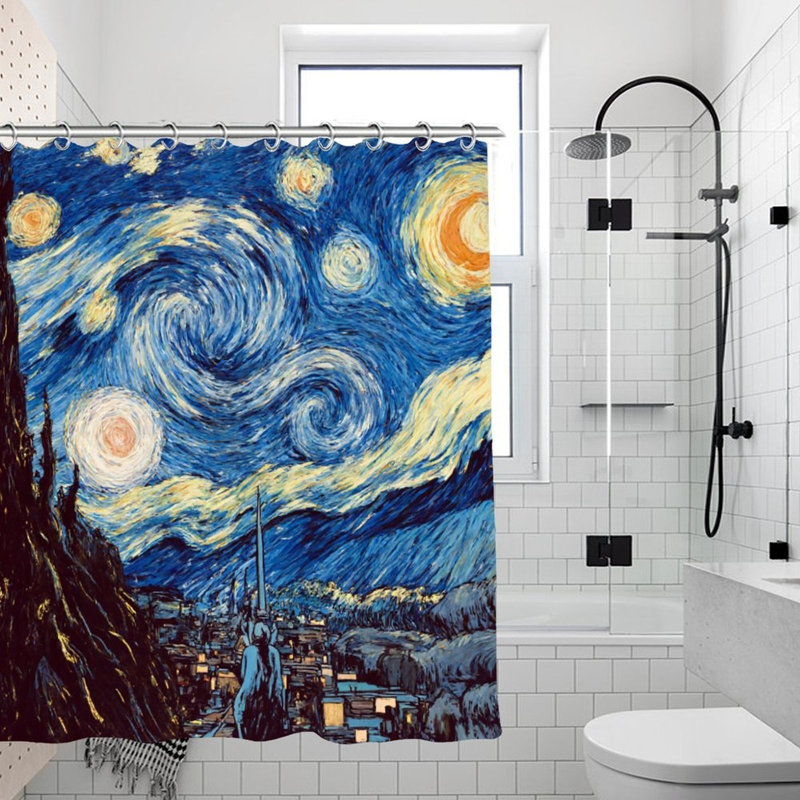 Rideaux de douche Van Gogh Starry Sky Town, 71 x 71