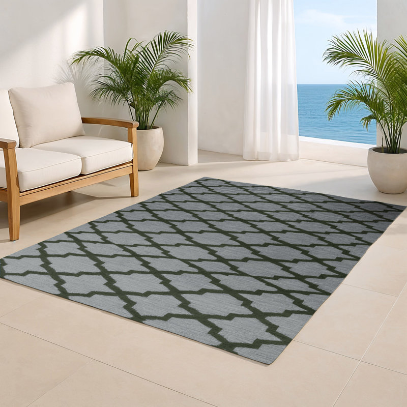 Tapis gris intérieur et extérieur Trellis, Rectangulaire 8 pi x 10 pi