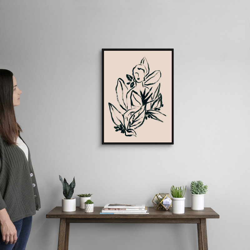 Foliage figure I, art mural sur toile, H 26 po x l 20 po, Toile avec cadre noir