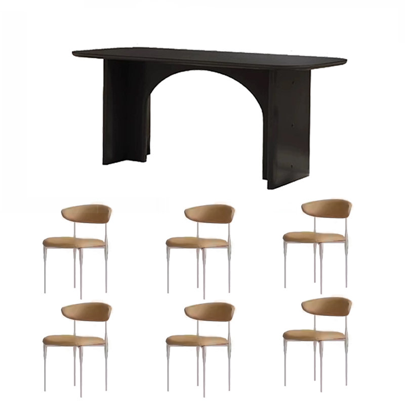 table de salle à manger et chaise de style, H 29,9 po x L 55,1 po x l 31,4 po, Noir