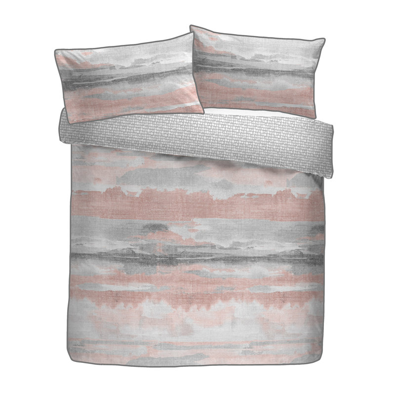 Landscape Cotton Abstract Duvet Cover Set with Pillowcases Included, Super King Duvet Cover + 2 Standard Pillowcases, Grey