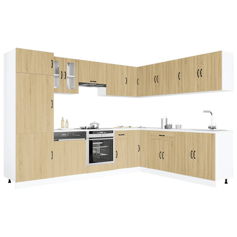 Vidaxl 14 Piece Kitchen Cabinet Set Lucca Sonoma Oak Engineered Wood, Sonoma Oak