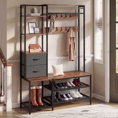 120 cm W Hall Tree with Storage Bench and Shoe Storage