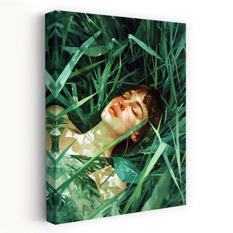 «Peaceful Sleep In Grass Dreamy Peaceful Serene Nature Portrait», art mural, 36" H x 24" W