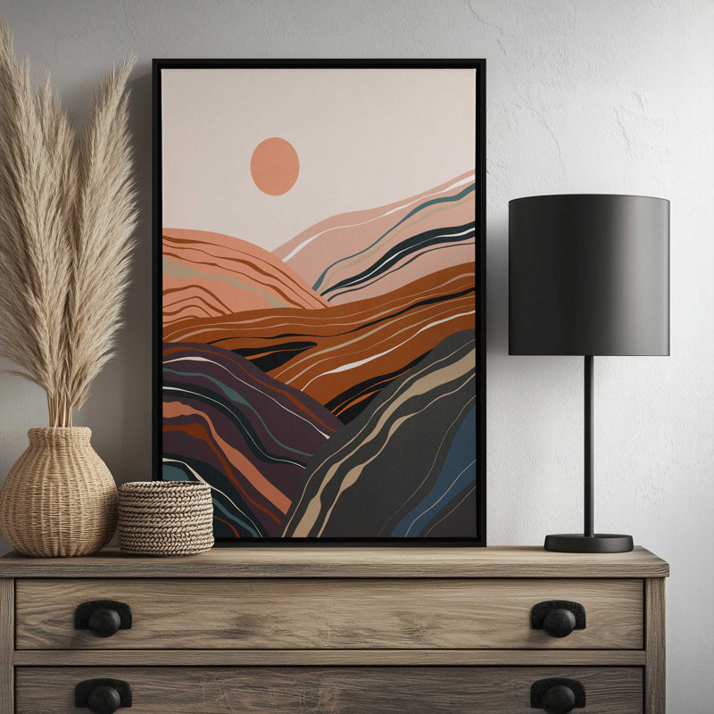«Mineral Inspired Landscape 3» par Garima Dhawan, reproduction d'art, H 40 po x l 30 po, Floater Frame, Noir