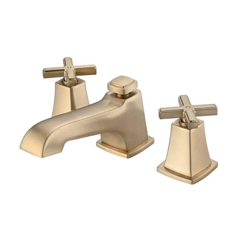 Widespread 2-handle Bathroom Faucet with Drain Assembly, Brushed Gold