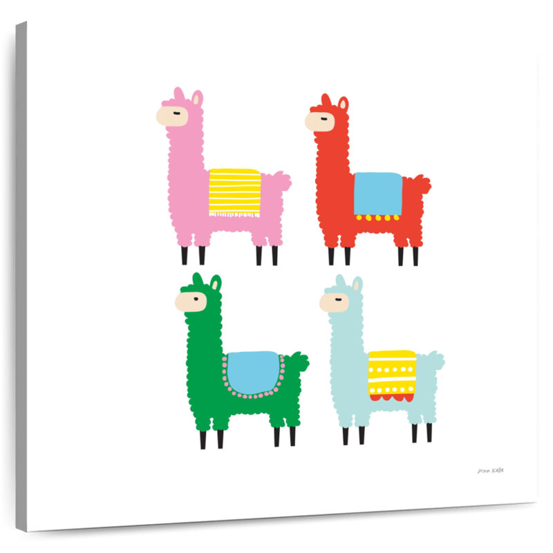 Brampt, les lamas colorés, H 24 po x l 24 po