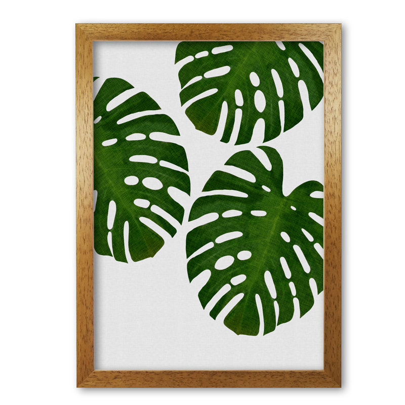 Monstera Leaf III - Print, Honey Oak Frame, 42 cm H x 30 cm W x 5 cm D